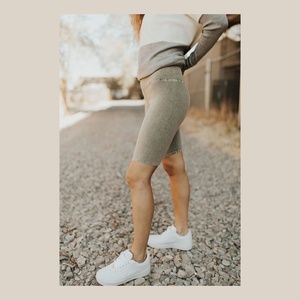 LIVANA // High Waisted Biker Shorts in SAGE NWT // S-M-L-XL